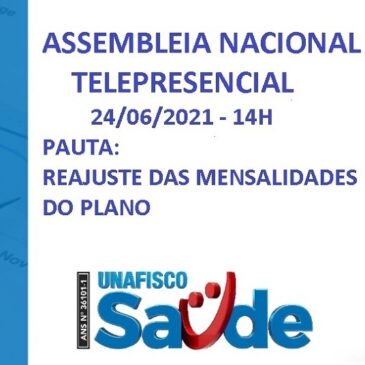 24/06: Assembleia Telepresencial do reajuste do Plano de Saúde